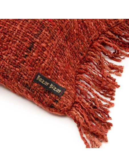 Housse de coussin XL Rectangulaire 100x35 en Coton Rouge cerise avec franges The Oh My Gee 