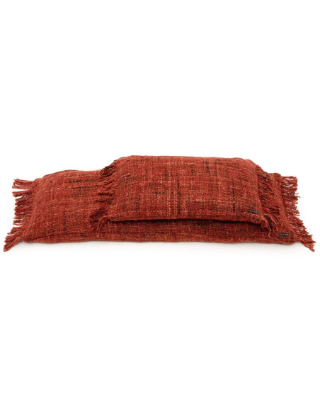 Housse de coussin XL Rectangulaire 100x35 en Coton Rouge cerise avec franges The Oh My Gee 