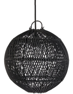 Abat-jour bohème Boule 30 cm Rotin Noir Tressé The Bubble