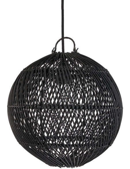 Abat-jour bohème Boule 30 cm Rotin Noir Tressé The Bubble