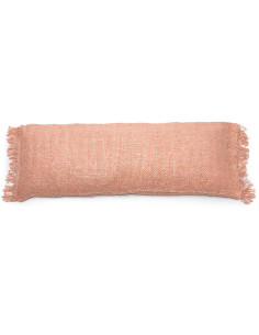 Housse de coussin XL Rectangulaire 100x35 en Velours Rose saumon avec franges The Oh My Gee 