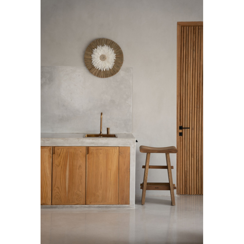 Décoration murale originale Jujuhat balinais 55 cm en Herbe Naturel Plume Blanc The Alang 