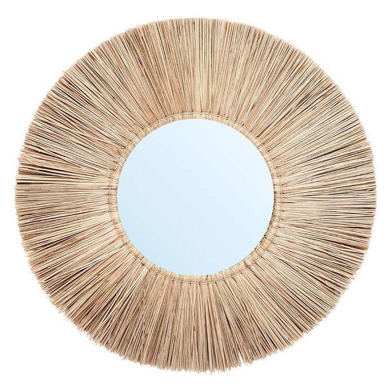 Miroir Mural Rond 50 cm en Herbe Naturel The Alang Alang 