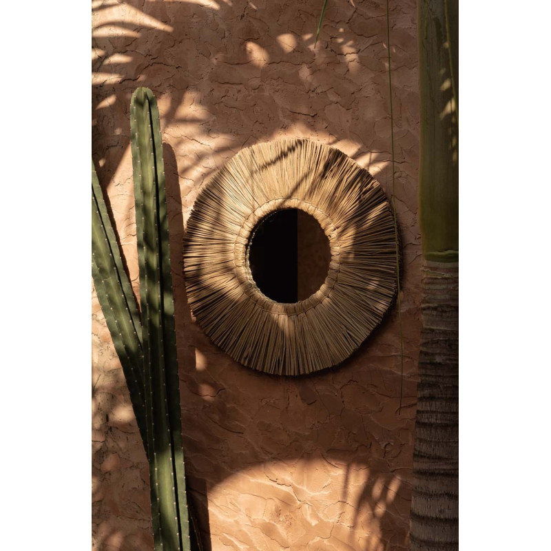 Miroir Mural Rond 50 cm en Herbe Naturel The Alang Alang 