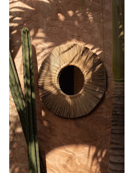 Miroir Mural Rond 50 cm en Herbe Naturel The Alang Alang 