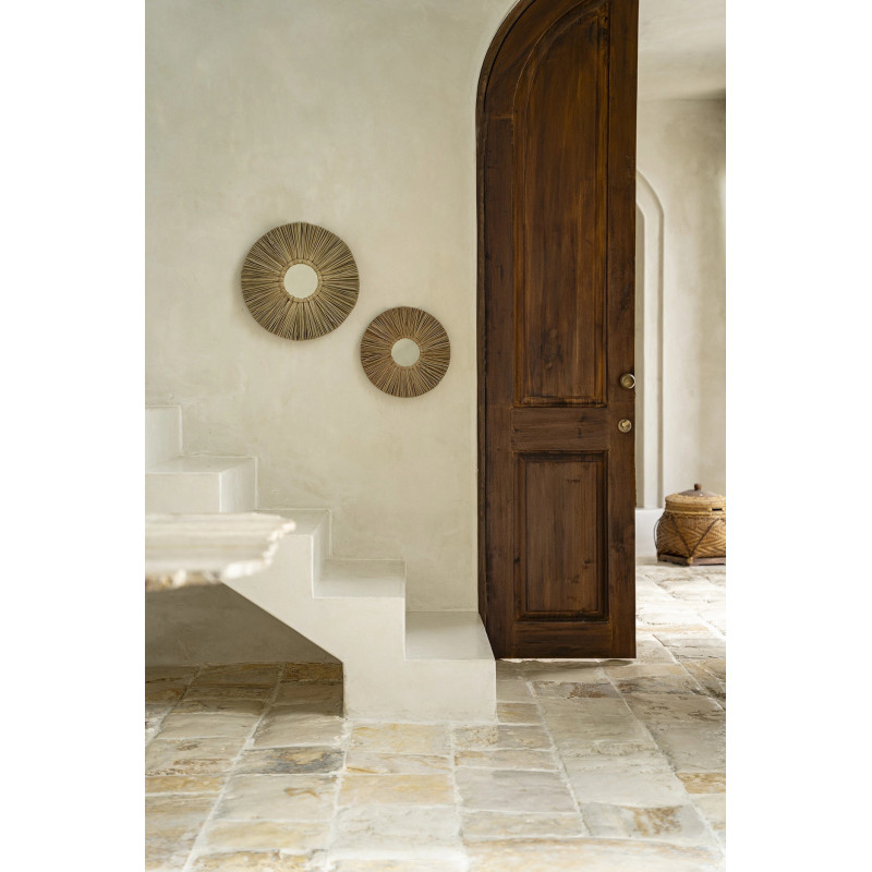 Miroir Mural Rond 50 cm en Herbe Naturel The Alang Alang 