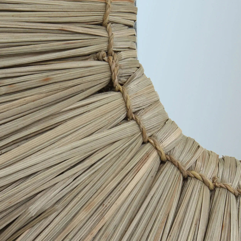 Miroir Mural Rond 50 cm en Herbe Naturel The Alang Alang 