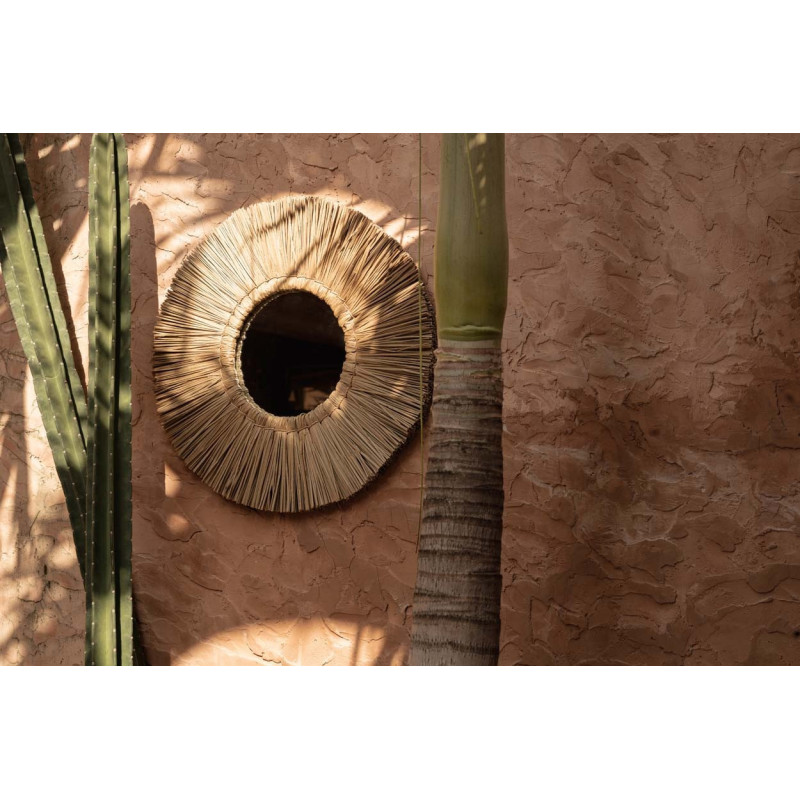 Miroir Mural Rond 50 cm en Herbe Naturel The Alang Alang 