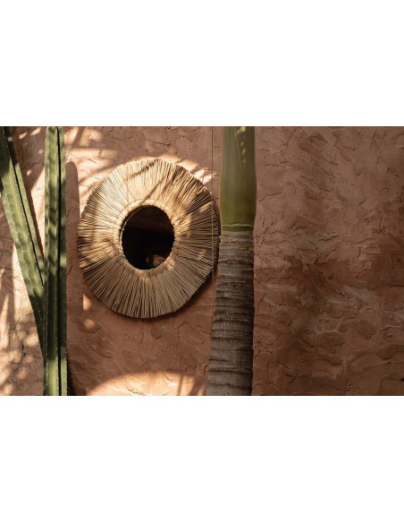 Miroir Mural Rond 50 cm en Herbe Naturel The Alang Alang 