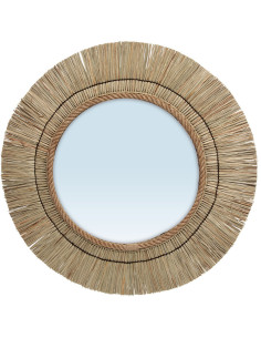 Miroir Mural Rond 65 cm en Herbe Naturel The St Barth 