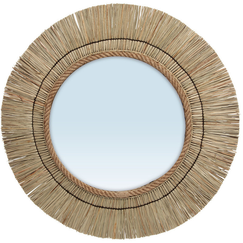 Miroir Mural Rond 65 cm en Herbe Naturel The St Barth 
