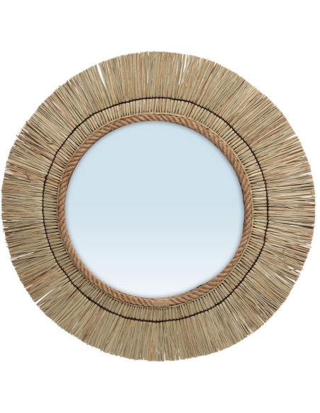 Miroir Mural Rond 65 cm en Herbe Naturel The St Barth 