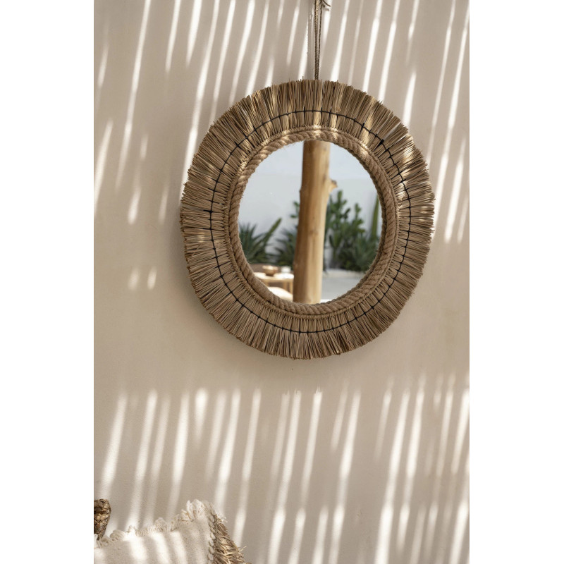 Miroir Mural Rond 65 cm en Herbe Naturel The St Barth 