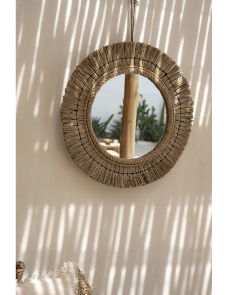 Miroir Mural Rond 65 cm en Herbe Naturel The St Barth 