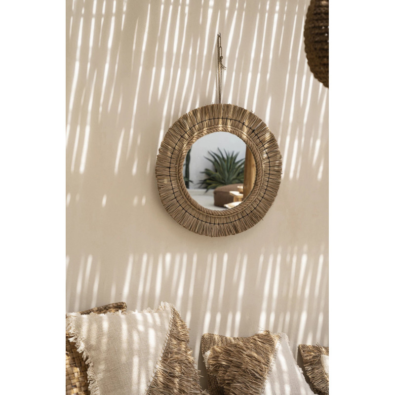 Miroir Mural Rond 65 cm en Herbe Naturel The St Barth 