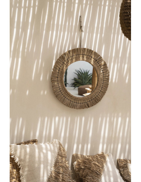 Miroir Mural Rond 65 cm en Herbe Naturel The St Barth 