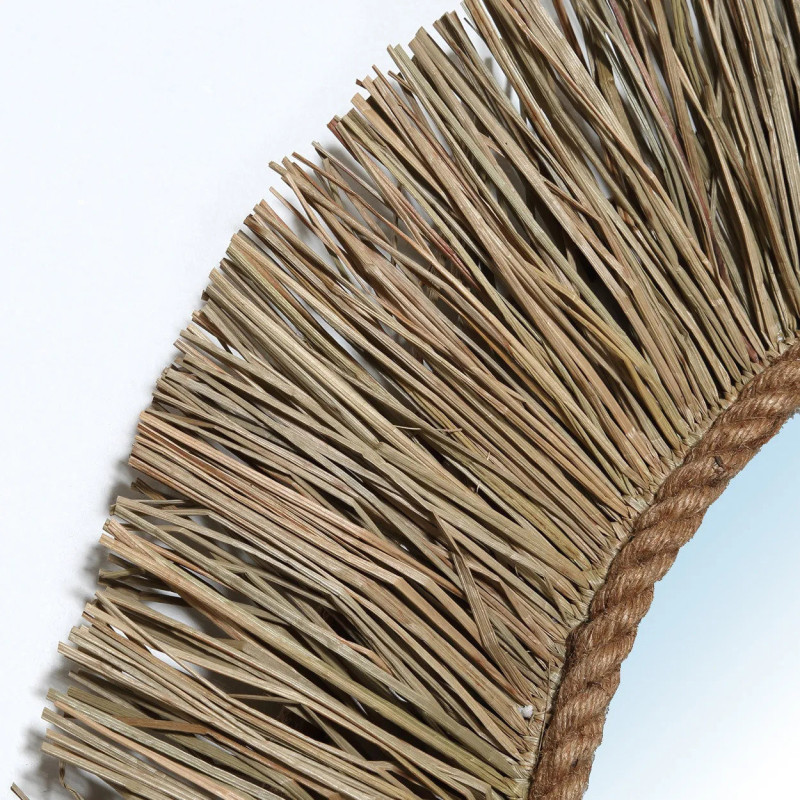 Miroir Mural Rond 65 cm en Herbe Naturel The St Barth 