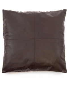 Housse de coussin XL Carrée 60x60 en Cuir véritable Marron chocolat The Four Panel Leather 