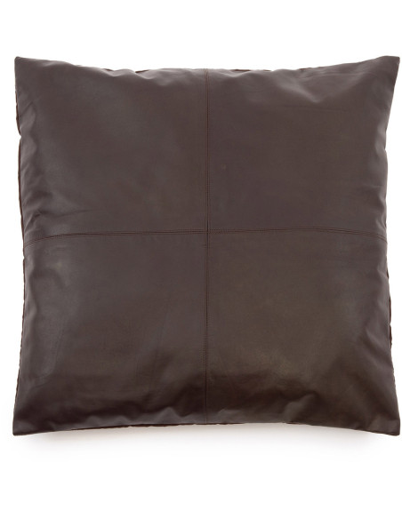 Housse de coussin XL Carrée 60x60 en Cuir véritable Marron chocolat The Four Panel Leather 