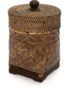 Panier à linge ethnique chic avec couvercle en Rotin Marron Naturel The Bathroom Bin 