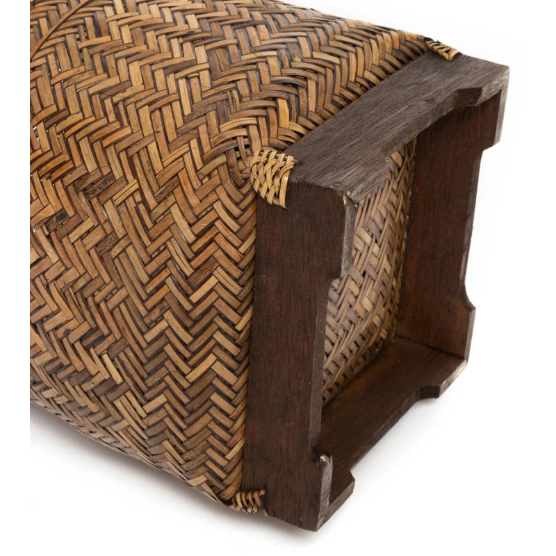 Panier à linge ethnique chic avec couvercle en Rotin Marron Naturel The Bathroom Bin 