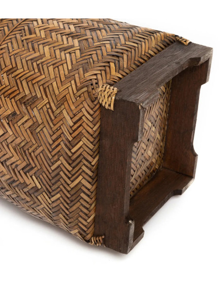 Panier à linge ethnique chic avec couvercle en Rotin Marron Naturel The Bathroom Bin 