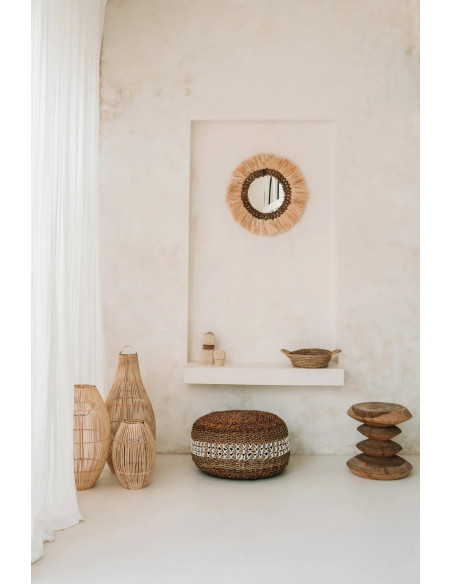 Abat jour original pour suspension 25 cm en Rotin Naturel The Zuri 