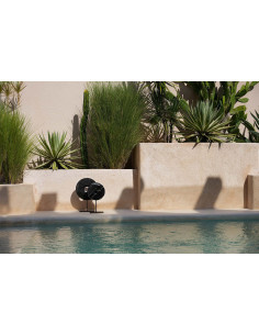 Sculpture moderne sur pied Disque Hauteur 40 cm en Marbre Métal Noir The Disk 