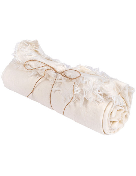 Nappe originale Bohème chic Rectangulaire 150x200 en Lin Blanc Avec franges The Linen 