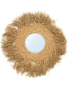 Miroir Mural Rond 75 cm en Jacinthe d'eau Naturel The Early Monday 