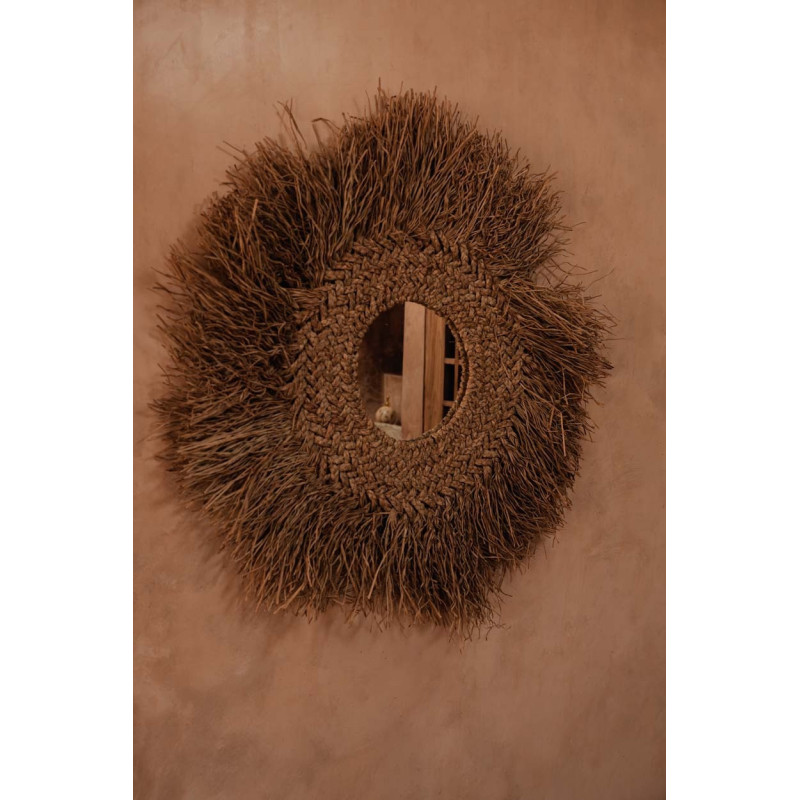 Miroir Mural Rond 75 cm en Jacinthe d'eau Naturel The Early Monday 