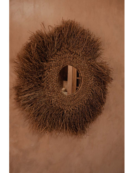 Miroir Mural Rond 75 cm en Jacinthe d'eau Naturel The Early Monday 