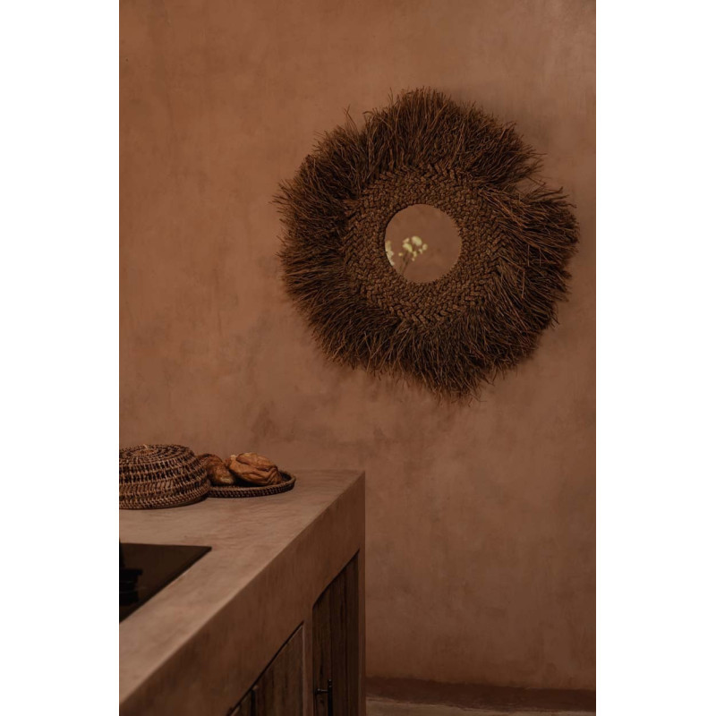Miroir Mural Rond 75 cm en Jacinthe d'eau Naturel The Early Monday 