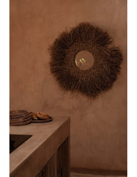 Miroir Mural Rond 75 cm en Jacinthe d'eau Naturel The Early Monday 