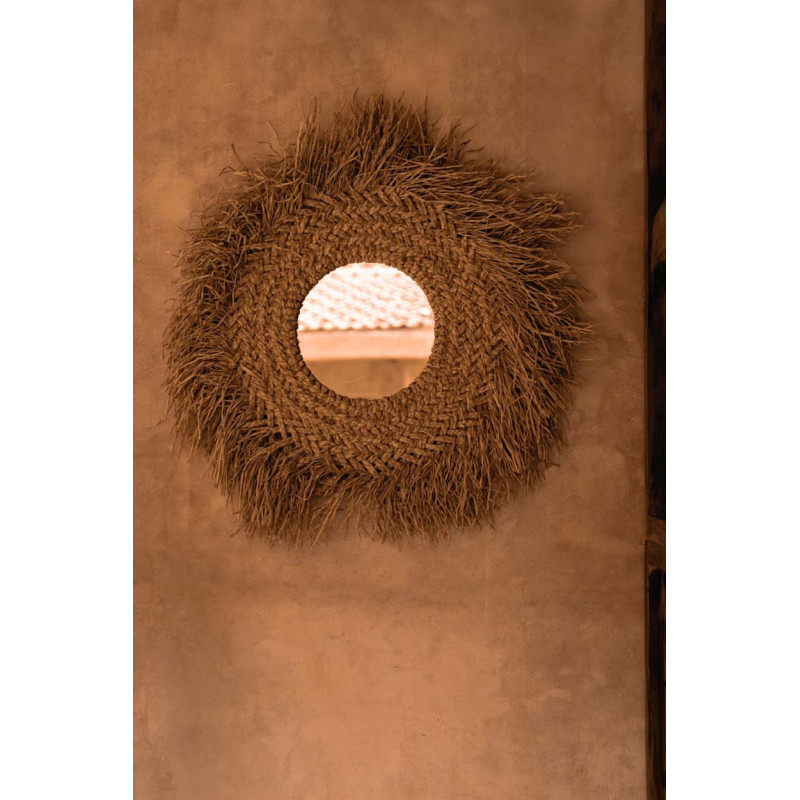 Miroir Mural Rond 75 cm en Jacinthe d'eau Naturel The Early Monday 