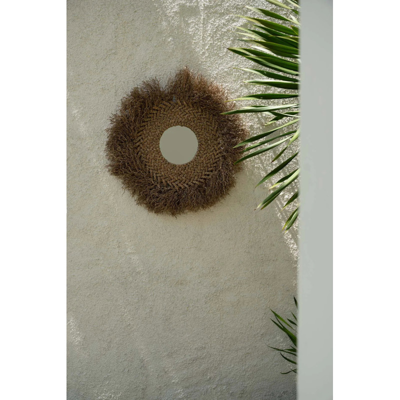Miroir Mural Rond 75 cm en Jacinthe d'eau Naturel The Early Monday 