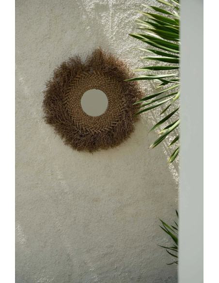 Miroir Mural Rond 75 cm en Jacinthe d'eau Naturel The Early Monday 