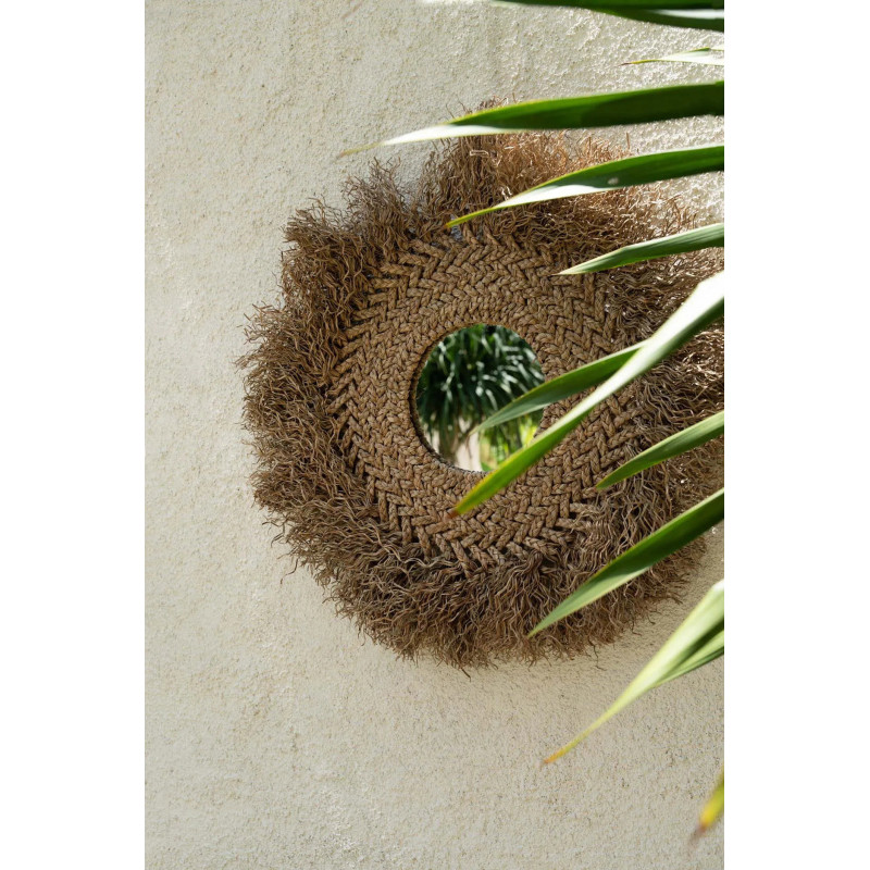 Miroir Mural Rond 75 cm en Jacinthe d'eau Naturel The Early Monday 