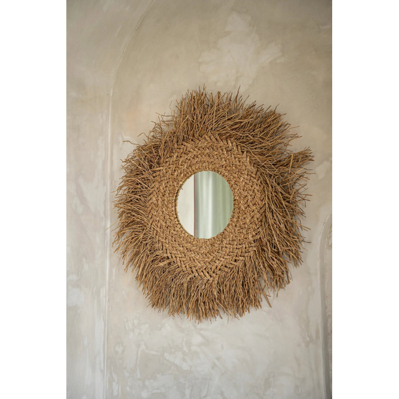 Miroir Mural Rond 75 cm en Jacinthe d'eau Naturel The Early Monday 