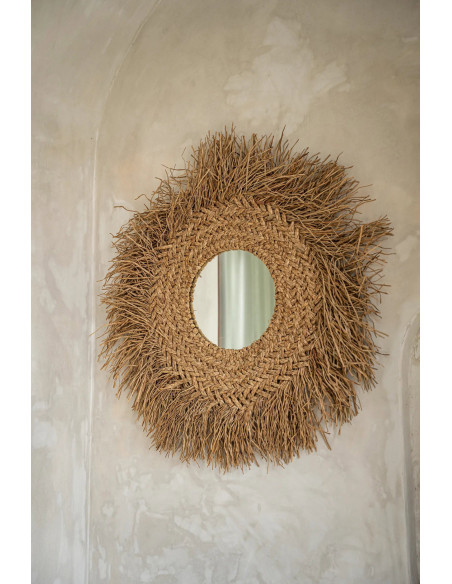 Miroir Mural Rond 75 cm en Jacinthe d'eau Naturel The Early Monday 