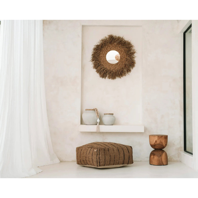 Miroir Mural Rond 75 cm en Jacinthe d'eau Naturel The Early Monday 