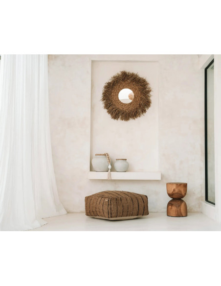 Miroir Mural Rond 75 cm en Jacinthe d'eau Naturel The Early Monday 