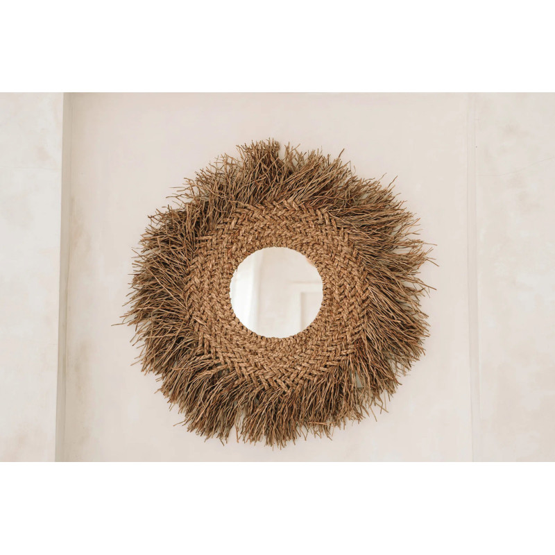 Miroir Mural Rond 75 cm en Jacinthe d'eau Naturel The Early Monday 