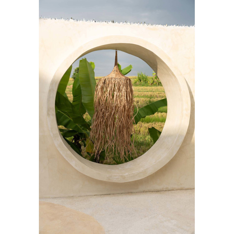 Abat jour original XL pour suspension 40 cm en Rotin Naturel Avec franges The Honolulu 