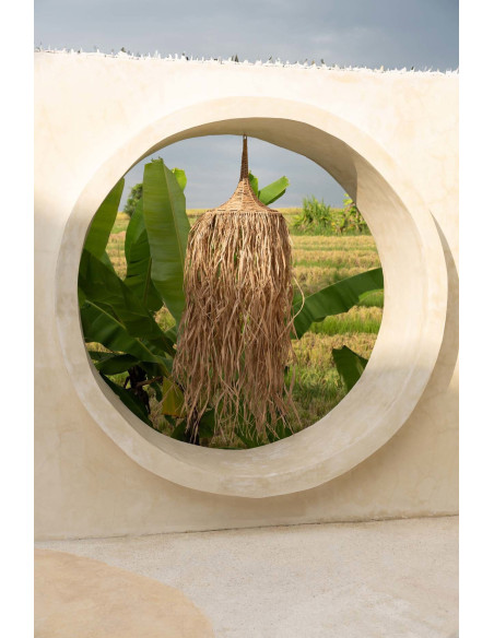 Abat jour original XL pour suspension 40 cm en Rotin Naturel Avec franges The Honolulu 