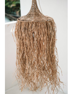 Abat jour original XL pour suspension 40 cm en Rotin Naturel Avec franges The Honolulu 