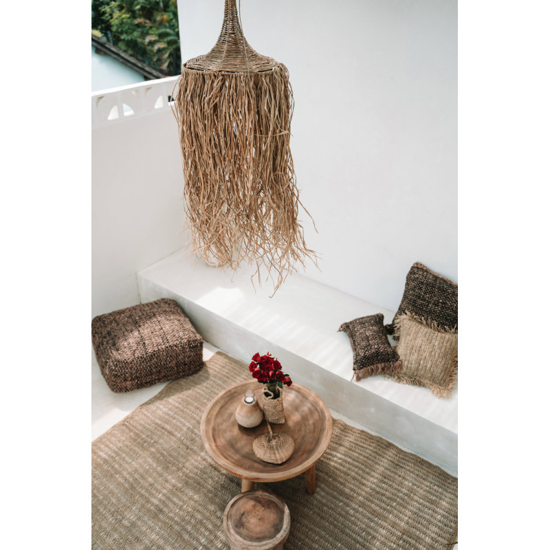 Abat jour original XL pour suspension 40 cm en Rotin Naturel Avec franges The Honolulu 