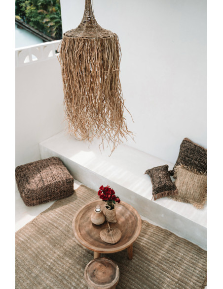 Abat jour original XL pour suspension 40 cm en Rotin Naturel Avec franges The Honolulu 