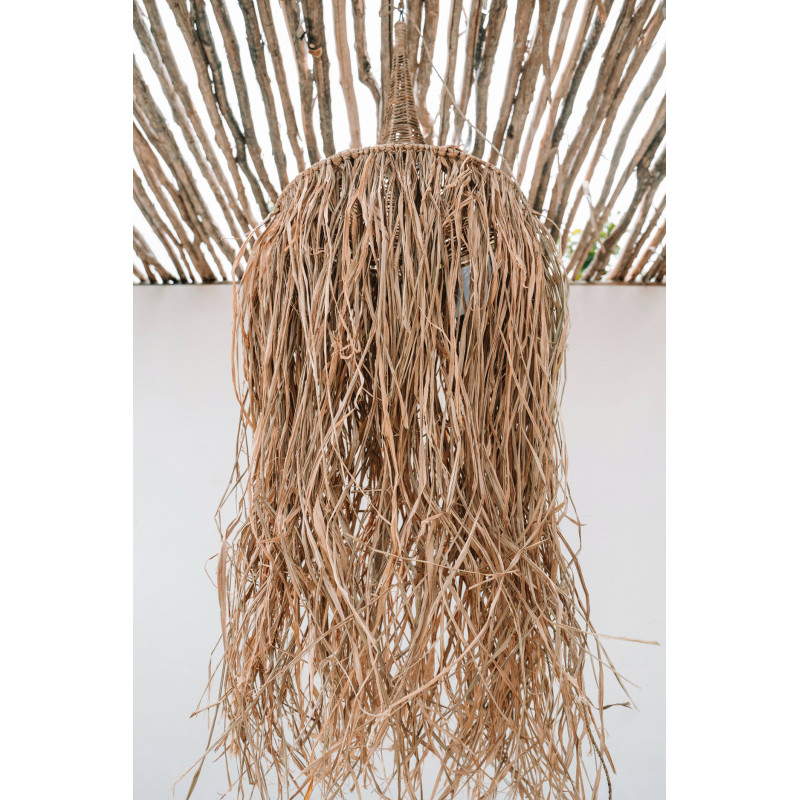 Abat jour original XL pour suspension 40 cm en Rotin Naturel Avec franges The Honolulu 