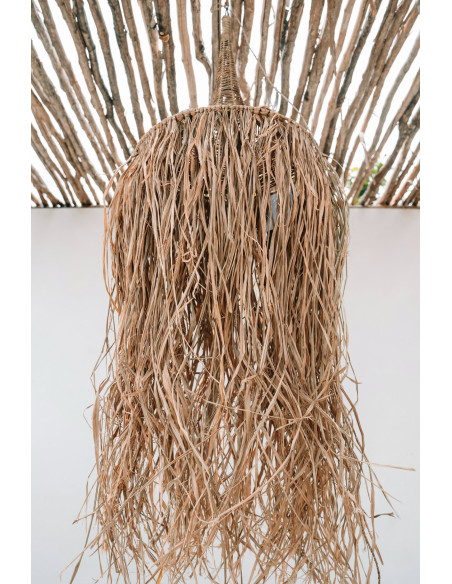 Abat jour original XL pour suspension 40 cm en Rotin Naturel Avec franges The Honolulu 